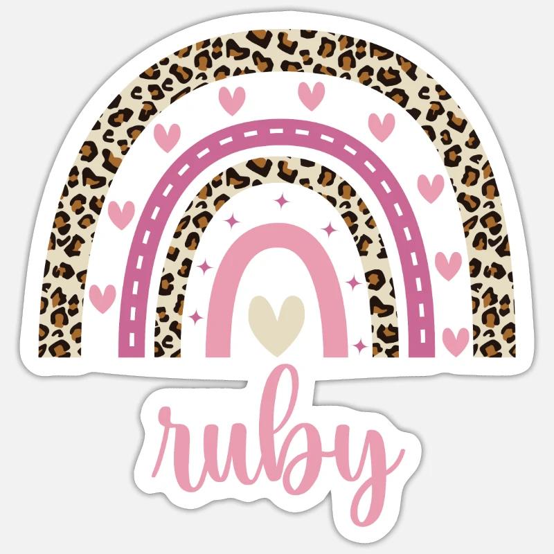 Ruby Regenbogen Name Geburtstag Ruby Sticker Größe S (10 x 10 cm)