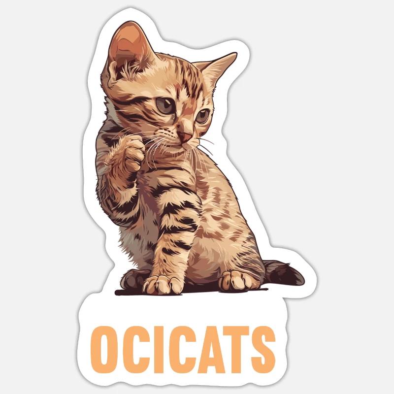 Ocicat Chaton Ocicat Chat - Sticker taille S (10 x 10 cm) - blanc mat