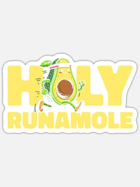 Ultramarathon Avocado Holy Runamole - Sticker Größe S (10 x 10 cm) - Mattweiß