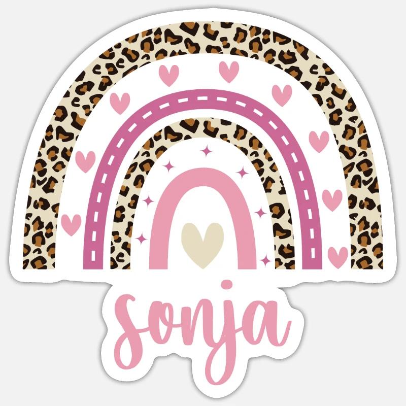 Sonja Regenbogen Name Geburtstag Sonja - Sticker Größe S (10 x 10 cm) - Mattweiß