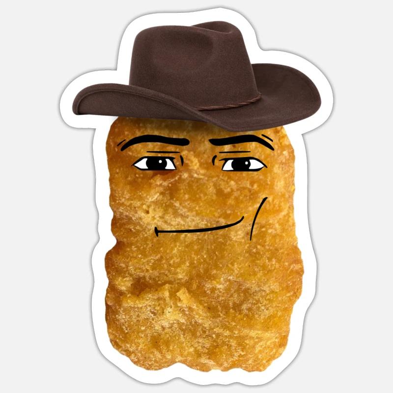 Cowboy Chicken Nugget Meme - Sticker taille S (10 x 10 cm) - blanc mat