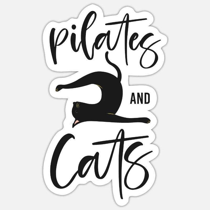 Instructeur de Pilates Enseignant Chat - Sticker taille S (10 x 10 cm) - blanc mat