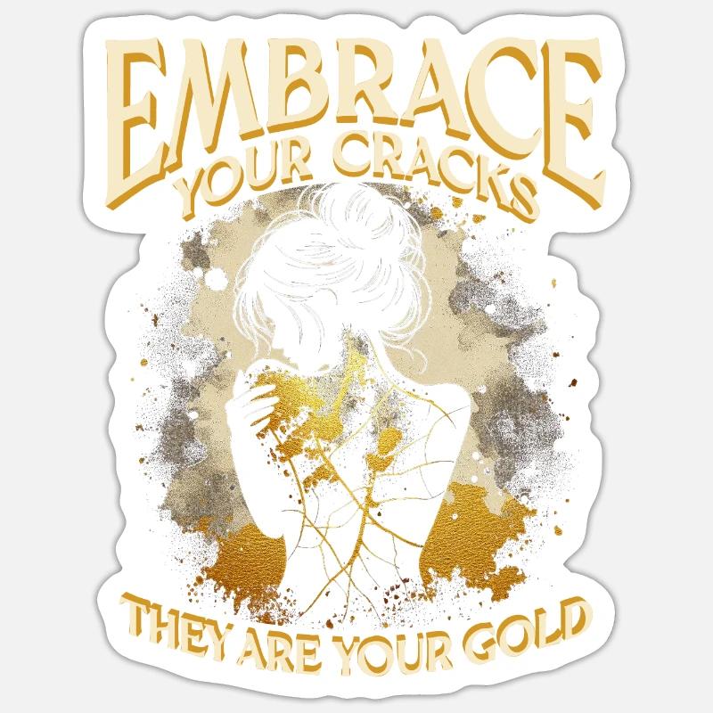 Kintsugi Kintsukuroi - Sticker taille S (10 x 10 cm) - blanc mat