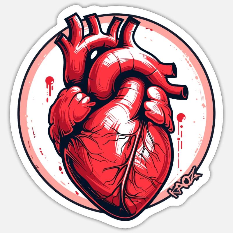 Die Anatomie eines Herzens - Sticker Größe S (10 x 10 cm) - Mattweiß