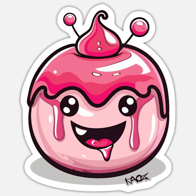 Pudding Blob Kawaii mignon - Sticker taille S (10 x 10 cm) - blanc mat