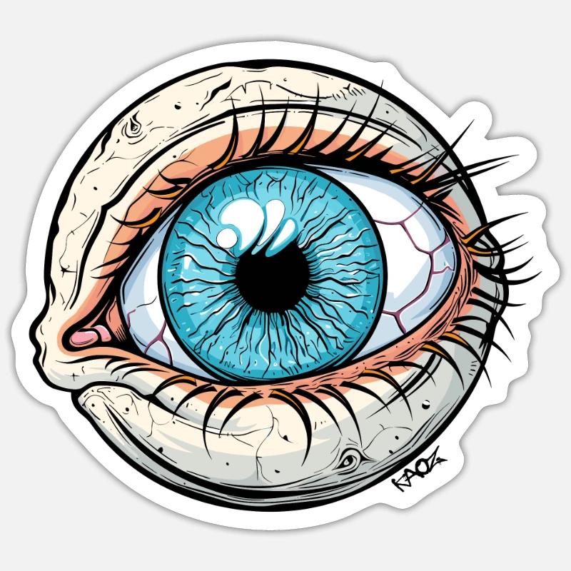 A huge eye, beware! Sticker size S (10 x 10 cm)