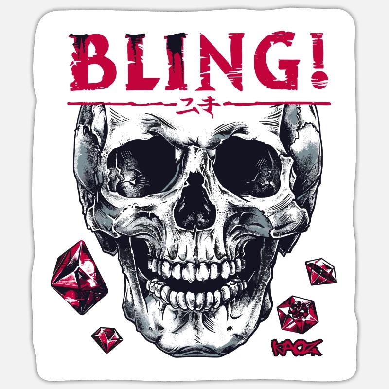 Diamants, rubis et crânes - Sticker taille S (10 x 10 cm) - blanc mat