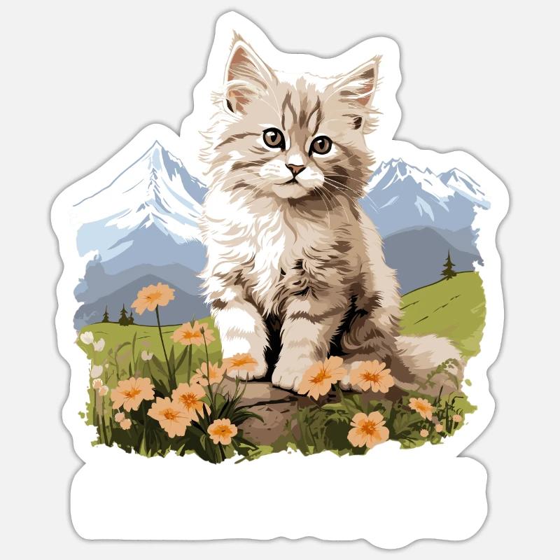 Ragamuffin Kätzchen Ragamuffin Katze - Sticker Größe S (10 x 10 cm) - Mattweiß