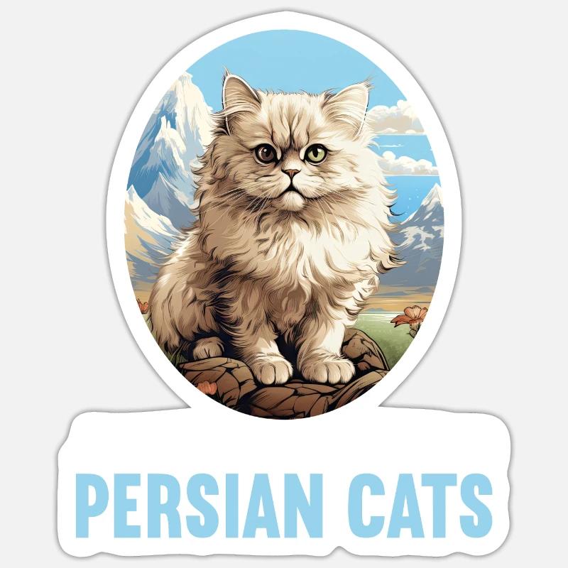 Chat persan Perserkatze - Sticker taille S (10 x 10 cm) - blanc mat