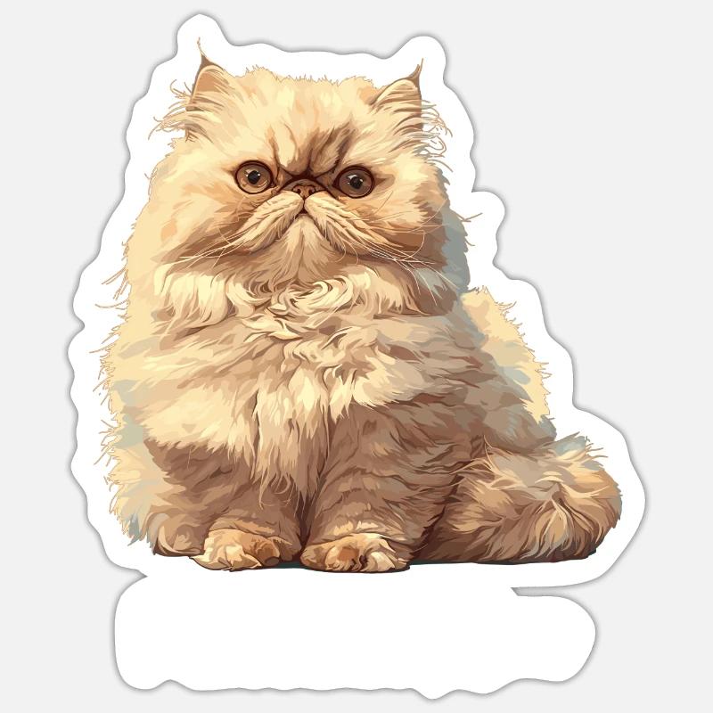 Chat persan Perserkatze - Sticker taille S (10 x 10 cm) - blanc mat