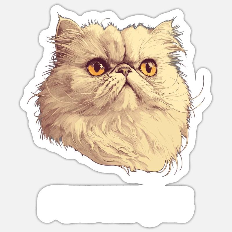 Chat persan Perserkatze - Sticker taille S (10 x 10 cm) - blanc mat