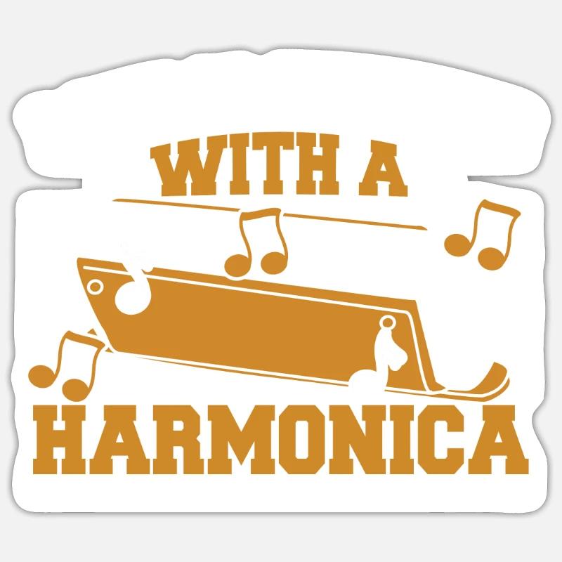 Das Leben ist besser mit einem Mundharmonika-Harmoniker - Sticker Größe S (10 x 10 cm) - Mattweiß