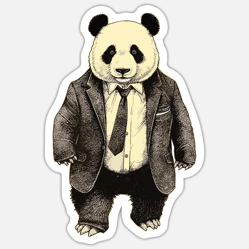 Executive Panda – Elegance Meets Endangerment - Sticker size S (10 x 10 cm) - white matte