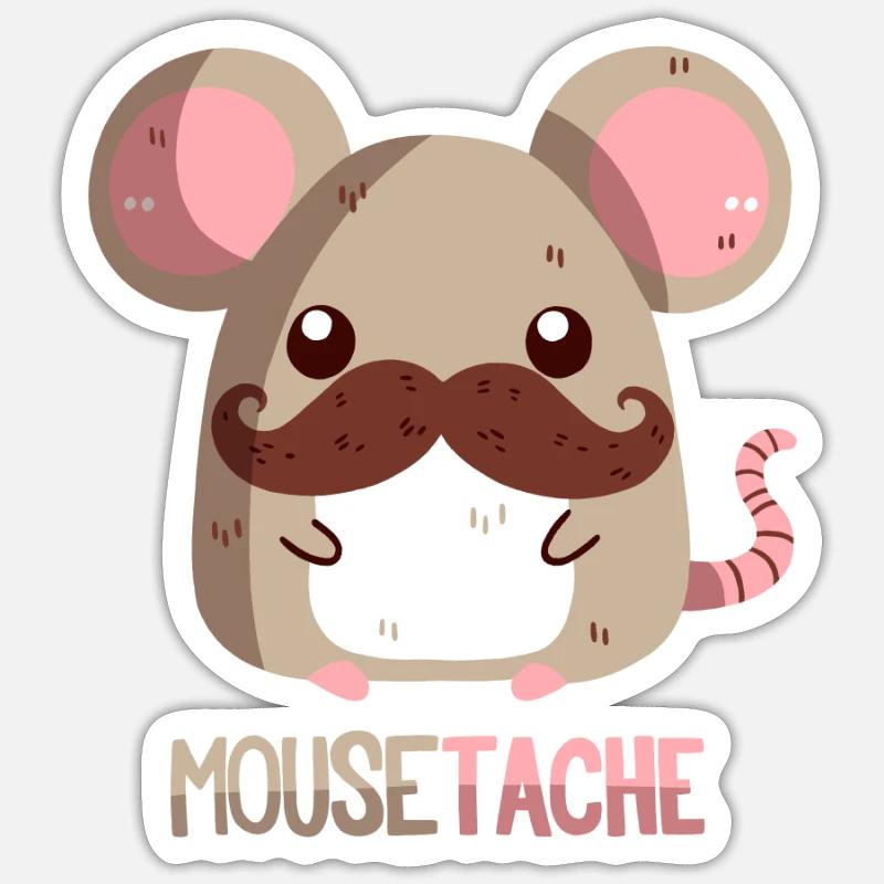 Maus mit Schnurrbart Sticker Größe S (10 x 10 cm)