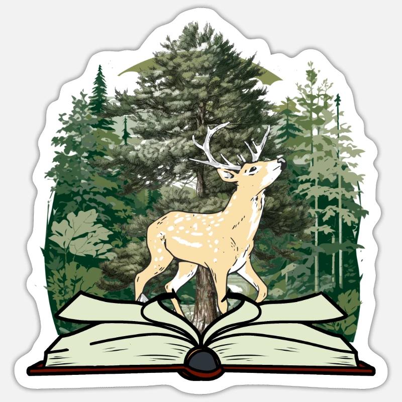 Hirsch Märchen Märchenfigur Wald Buch Rehbock Sticker Größe S (10 x 10 cm)