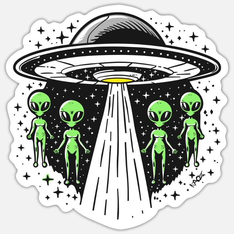 Invasion extraterrestre et enlèvement extraterrestre - Sticker taille S (10 x 10 cm) - blanc mat