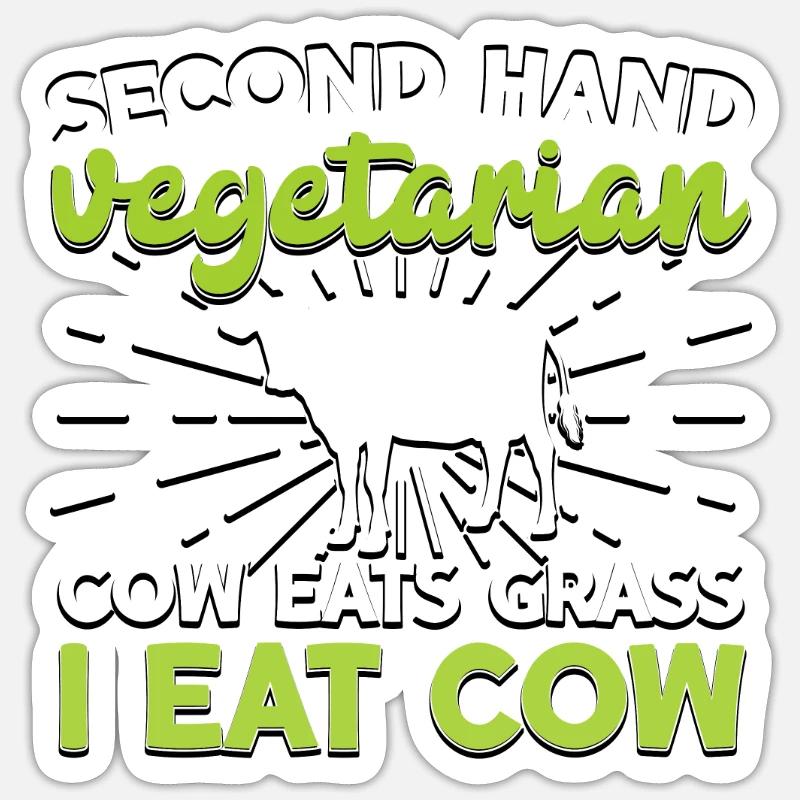 Second Hand Vegetarian Cow Eats Grass For Sticker size S (10 x 10 cm)