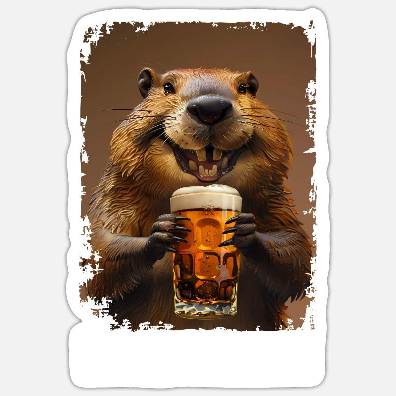 Lecker Bierchen Biber Sticker Größe S (10 x 10 cm)