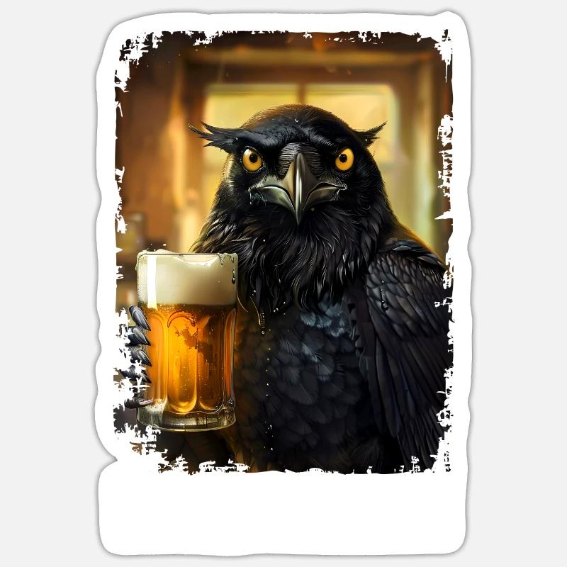 Lecker Bierchen Krähe Sticker Größe S (10 x 10 cm)