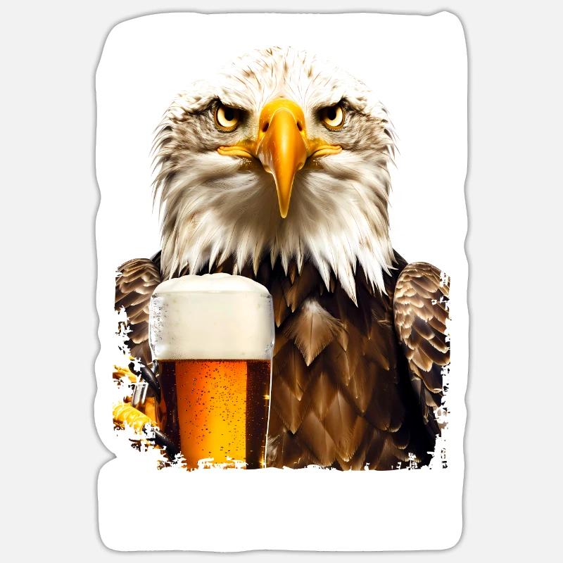 Lecker Bierchen Adler - Sticker Größe S (10 x 10 cm) - Mattweiß