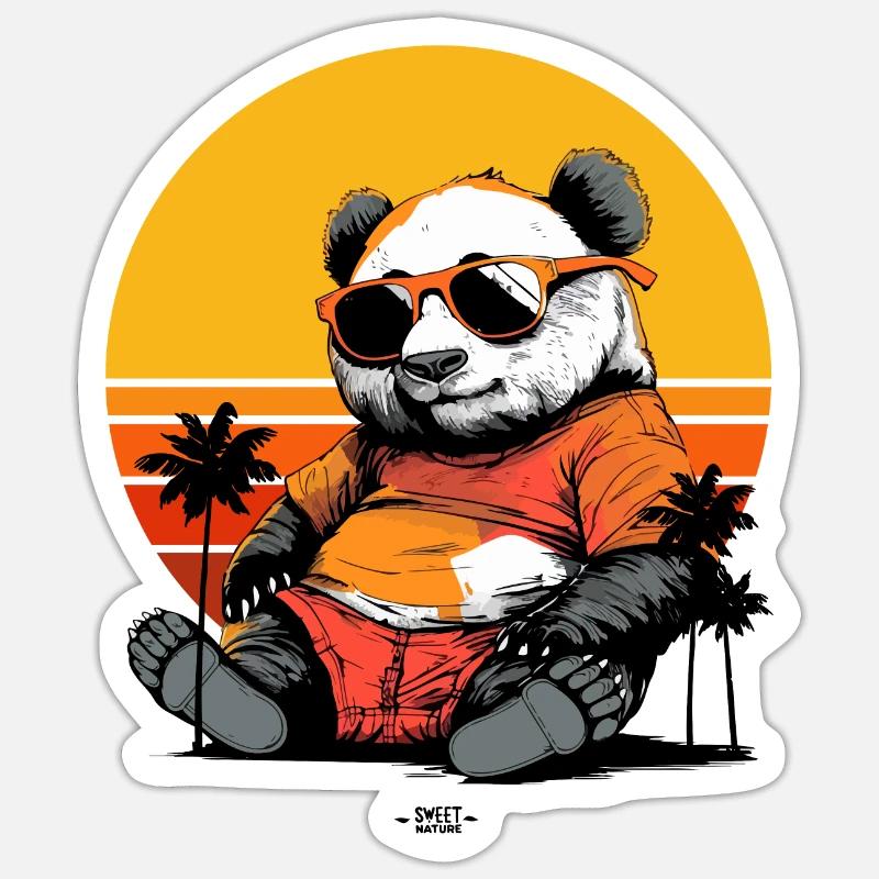 Sunkissed Serenity Panda - Sticker size S (10 x 10 cm) - white matte