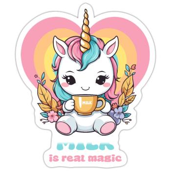 Licorne au lait sucré - Sticker taille S (10 x 10 cm) - blanc mat - Devant
