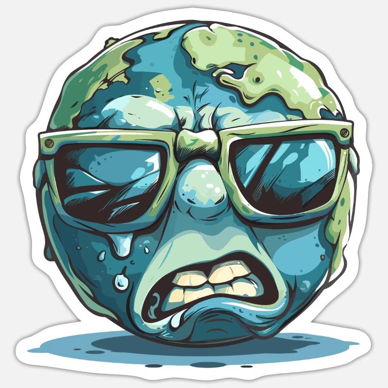 Globe terrestre cool avec lunettes de soleil graphique Sticker taille S (10 x 10 cm)