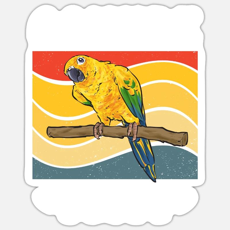 Perruche Perroquet Perruche Oiseau - Sticker taille S (10 x 10 cm) - blanc mat
