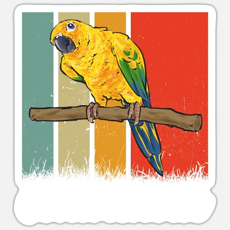 Perruche Perroquet Perruche Oiseau - Sticker taille S (10 x 10 cm) - blanc mat