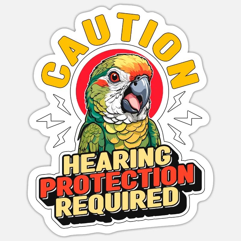 Conure Caution Hearing Protection Conure Owner Sticker Größe S (10 x 10 cm)