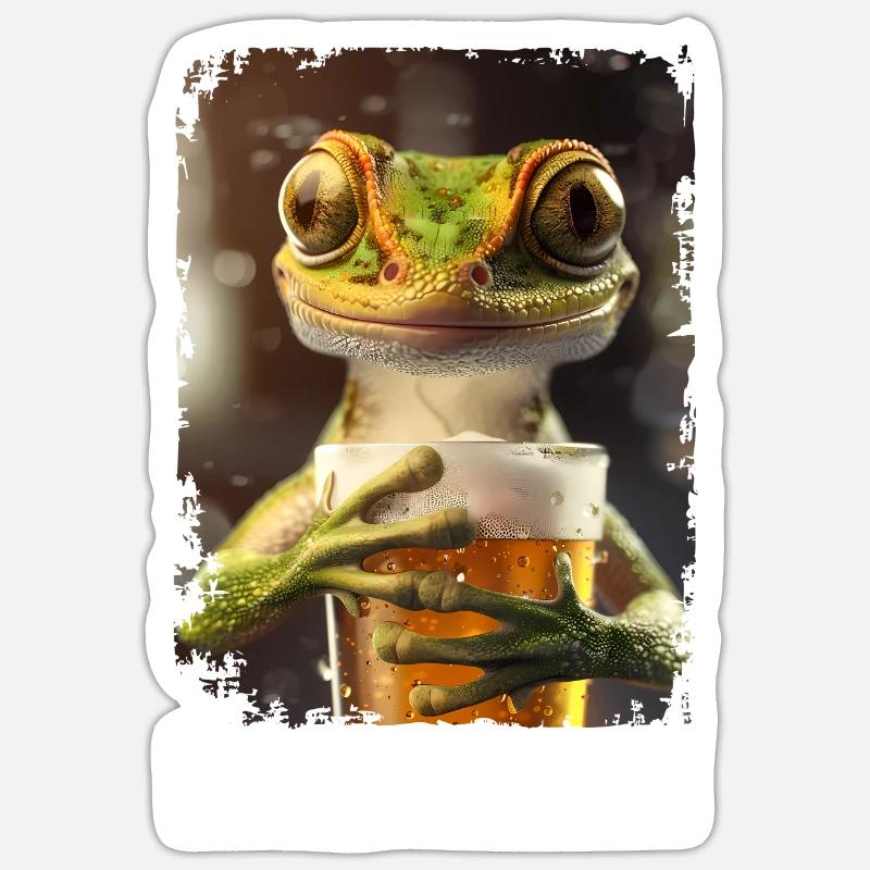 Lecker Bierchen Gecko Sticker Größe S (10 x 10 cm)