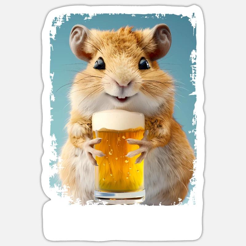 Lecker Bierchen Rennmaus Sticker Größe S (10 x 10 cm)