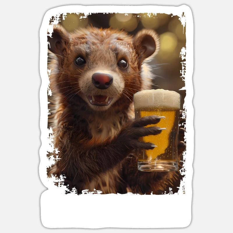 Lecker Bierchen Marder Sticker Größe S (10 x 10 cm)
