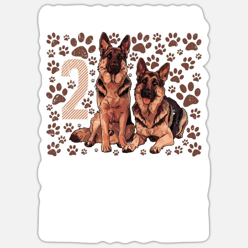German Shepherd Owner Was Normal 2 German Shepherds - Sticker size S (10 x 10 cm) - white matte