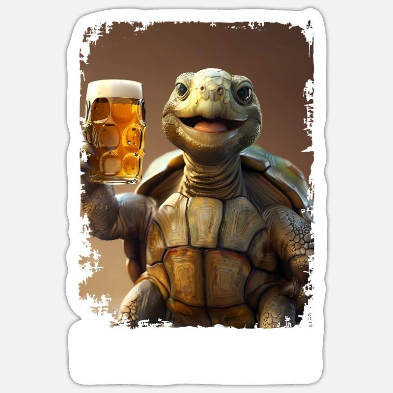 Lecker Bierchen Schildkröte Sticker Größe S (10 x 10 cm)