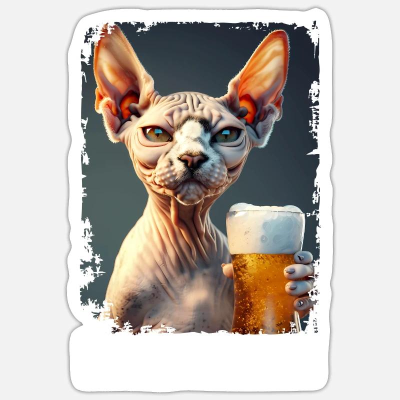 Lecker Bierchen Sphynx Sticker Größe S (10 x 10 cm)