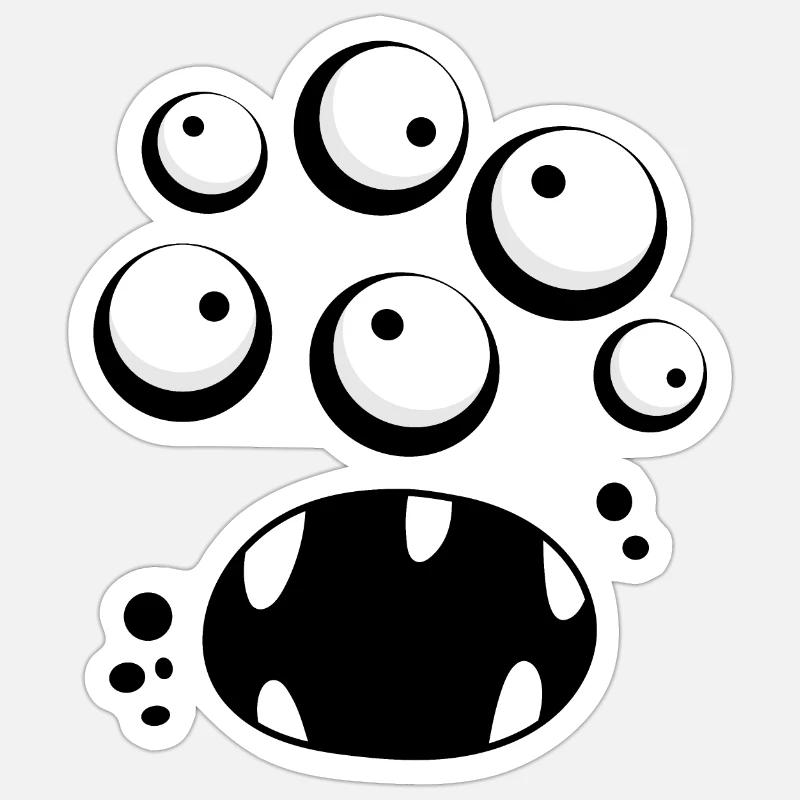 Visage de monstre - Sticker taille S (10 x 10 cm) - blanc mat