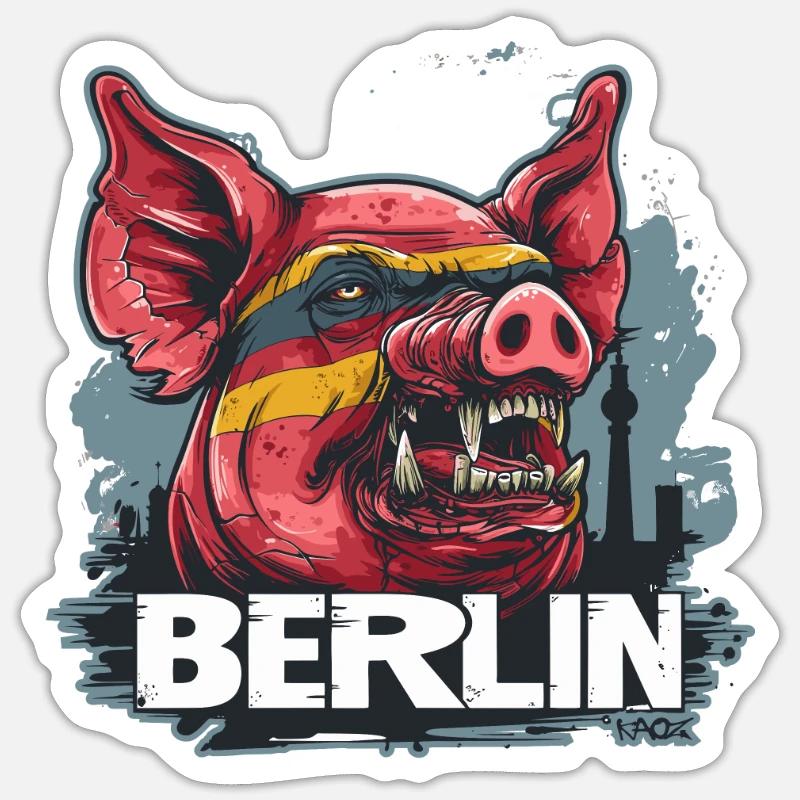 Cochon de Berlin - Sticker taille S (10 x 10 cm) - blanc mat