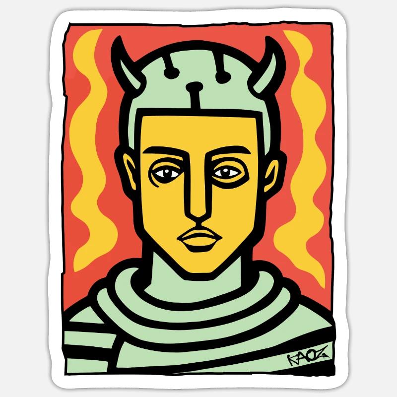 Anime Wikinger Ritter - Sticker Größe S (10 x 10 cm) - Mattweiß