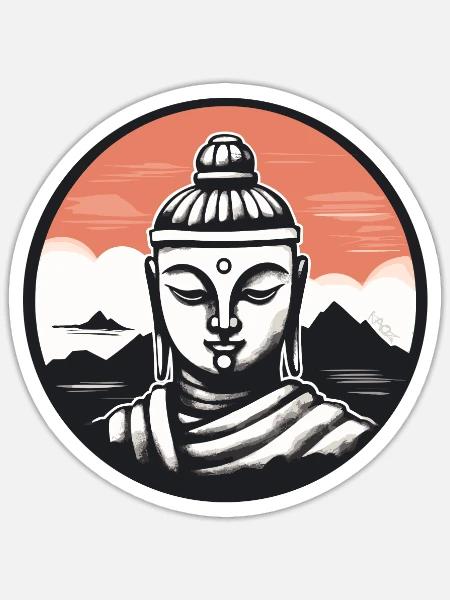 Der Buddha-Mönch - Sticker Größe S (10 x 10 cm) - Mattweiß