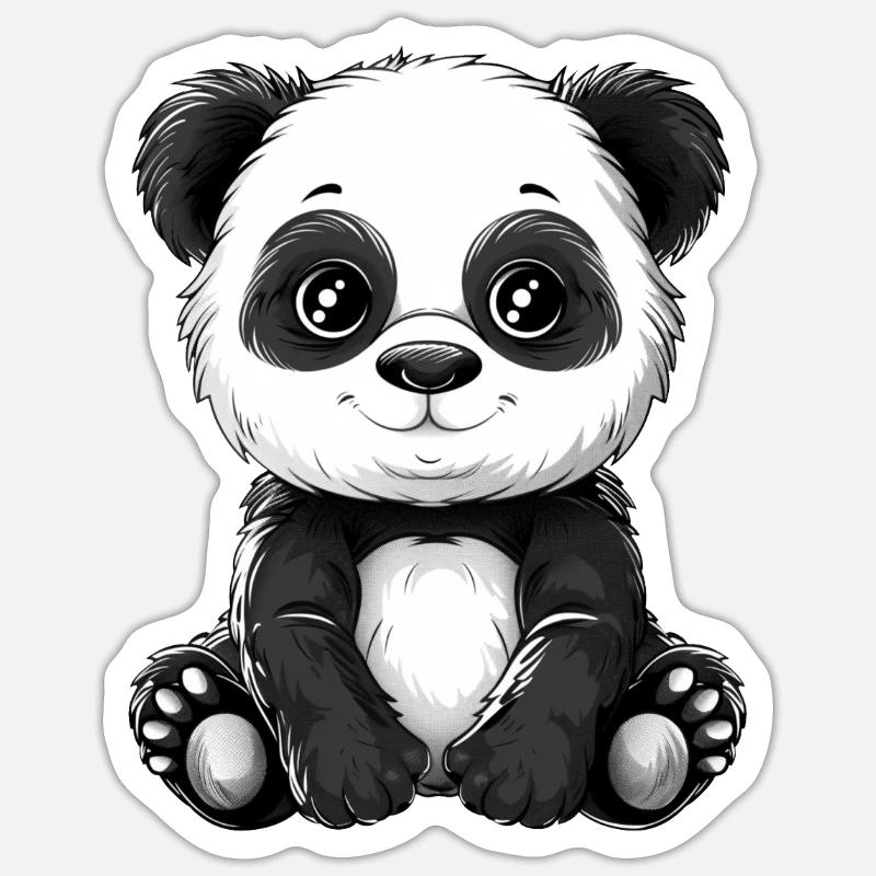 Panda Ours Panda géant japonais - Sticker taille S (10 x 10 cm) - blanc mat