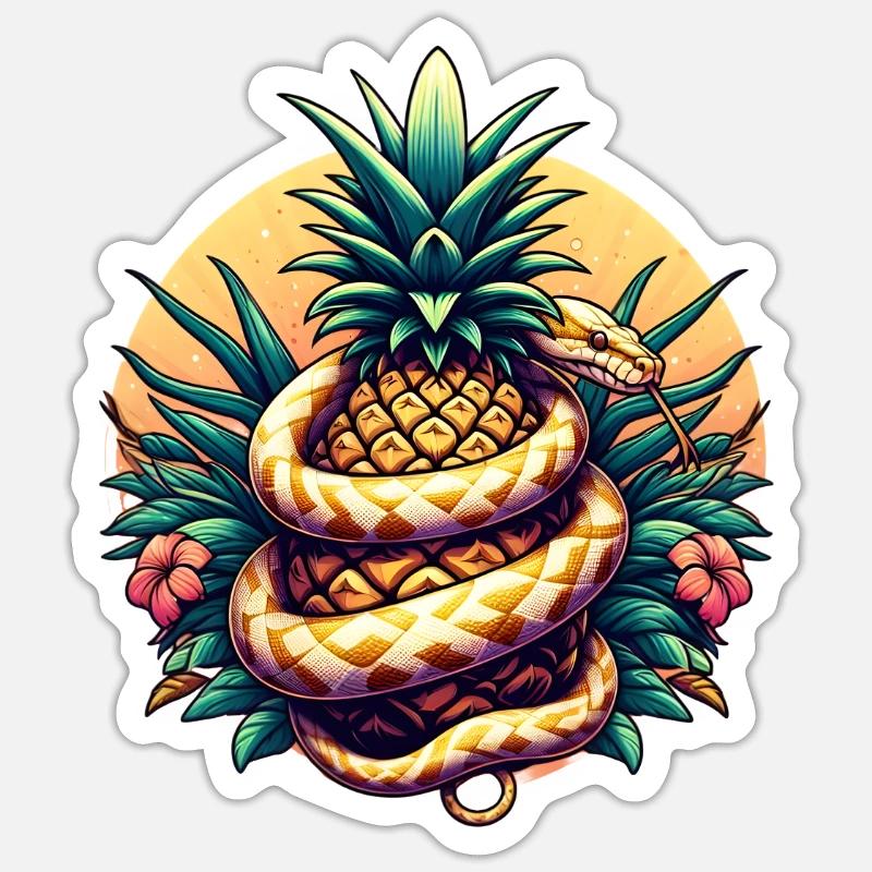 Python um Ananas Sticker Größe S (10 x 10 cm)