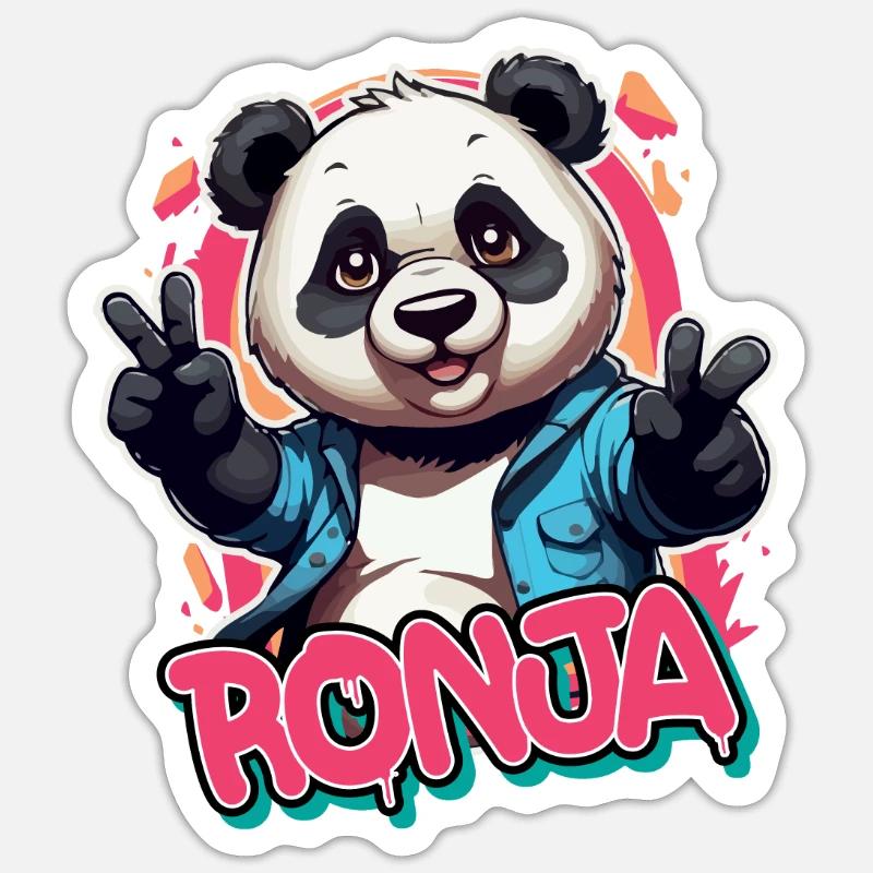 RONJA - Schöner Mädchen Name mit coolem Panda Sticker Größe S (10 x 10 cm)