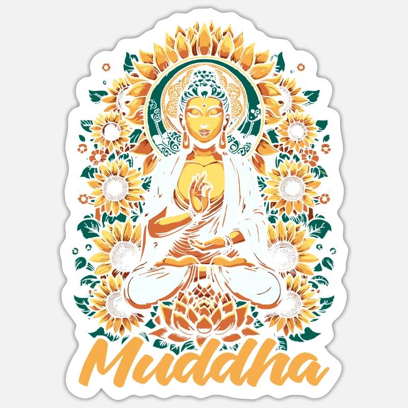 Mama Mutter Muddha Sunflower Buddha - Sticker Größe S (10 x 10 cm) - Mattweiß