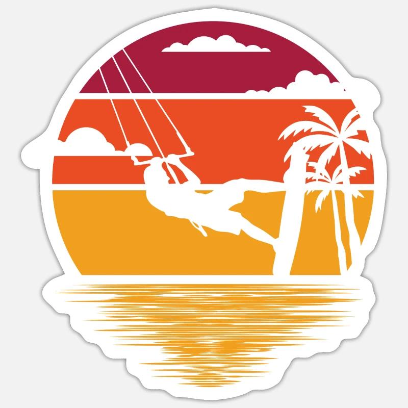 Kitesurf - Sticker taille S (10 x 10 cm) - blanc mat