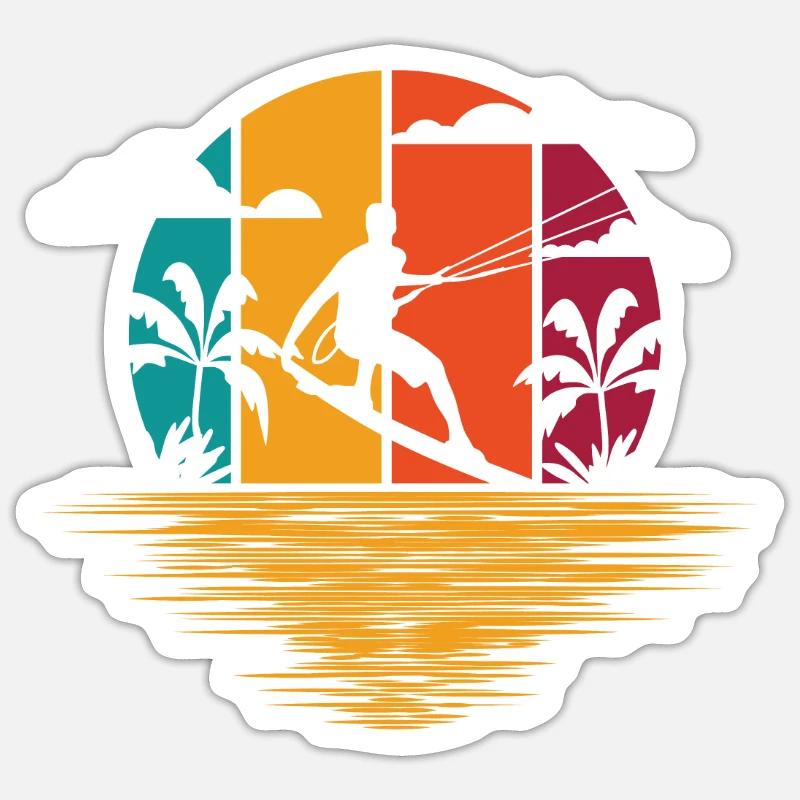 Kitesurf - Sticker taille S (10 x 10 cm) - blanc mat