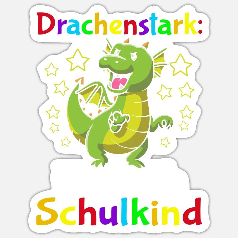 Drachenstark Endlich Schulkind - Sticker Größe S (10 x 10 cm) - Mattweiß