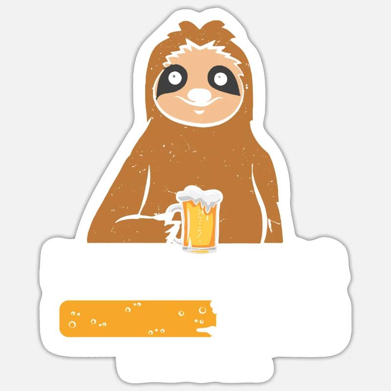 Bierschiss Loading Bier Faultier - Sticker Größe S (10 x 10 cm) - Mattweiß