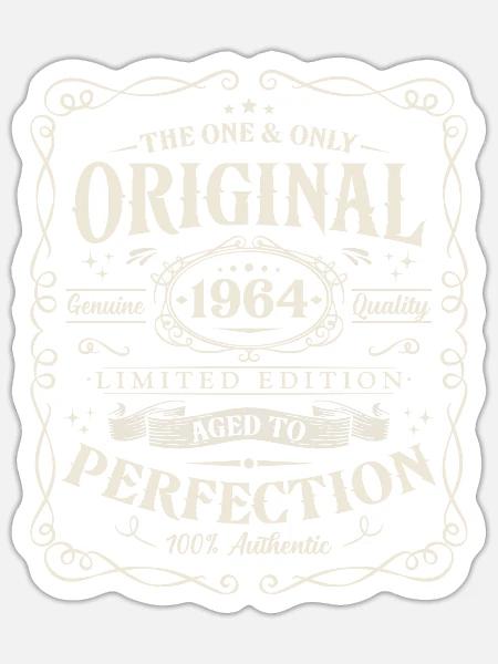 Original 1964 Jahrgang Vintage Geburtstag Geschenk - Sticker Größe S (10 x 10 cm) - Mattweiß