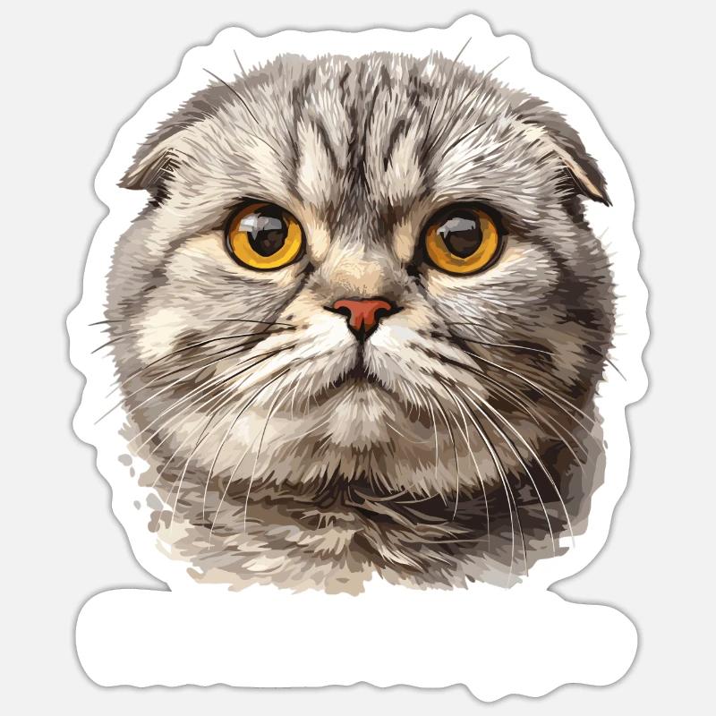 Scottish Fold Kitten Scottish Fold chat Sticker taille S (10 x 10 cm)